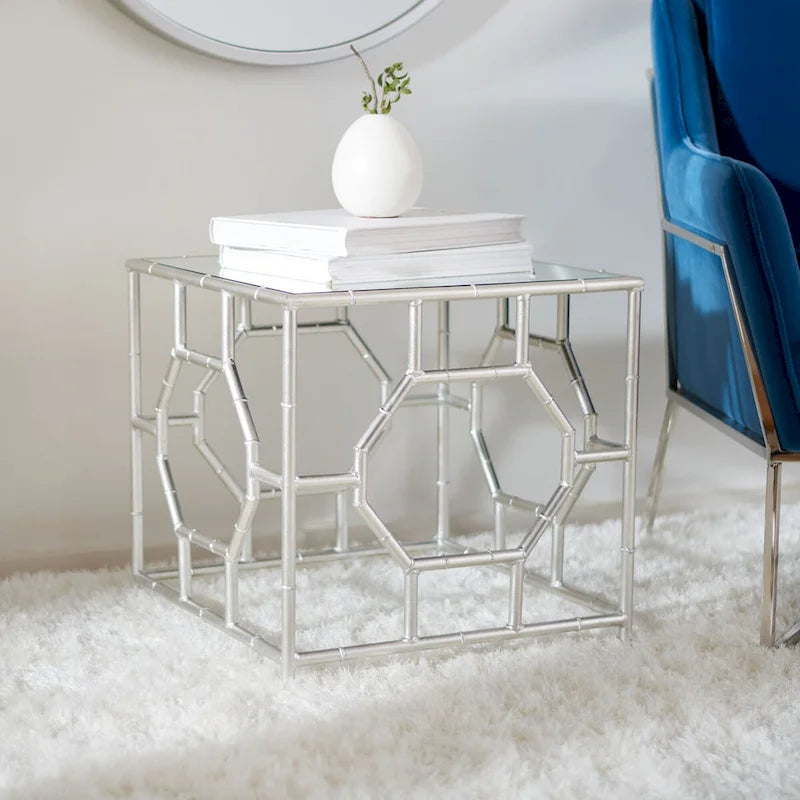 Table d'appoint Trésors argent/miroir – 19 x 19 x 19 – 19L x 19P x 19H