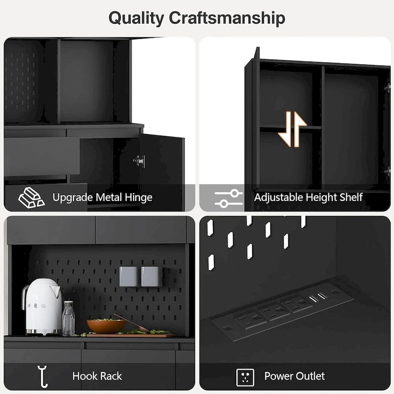 Garde-manger autoportant avec 6 portes, 3 étagères et 1 tiroir, armoire polyvalente et meuble de cuisine