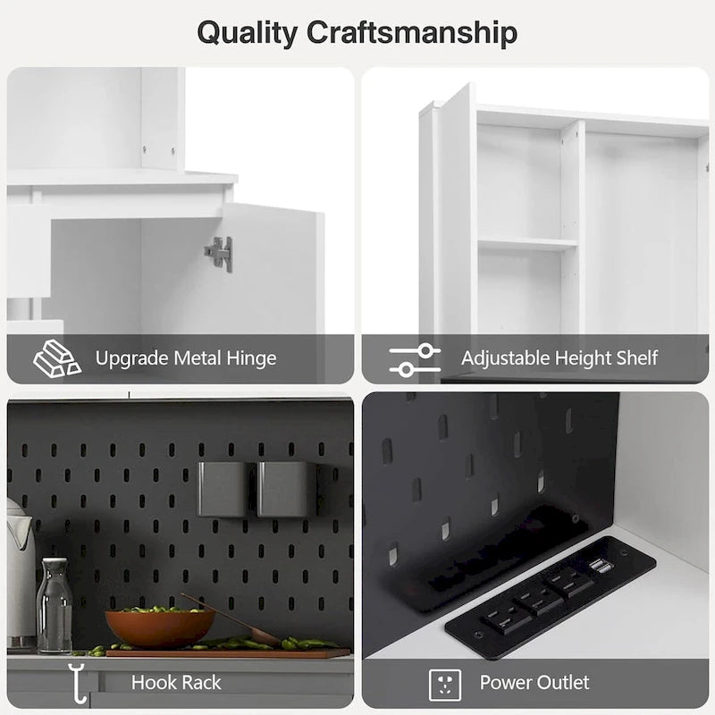 Garde-manger autoportant avec 6 portes, 3 étagères et 1 tiroir, armoire polyvalente et meuble de cuisine