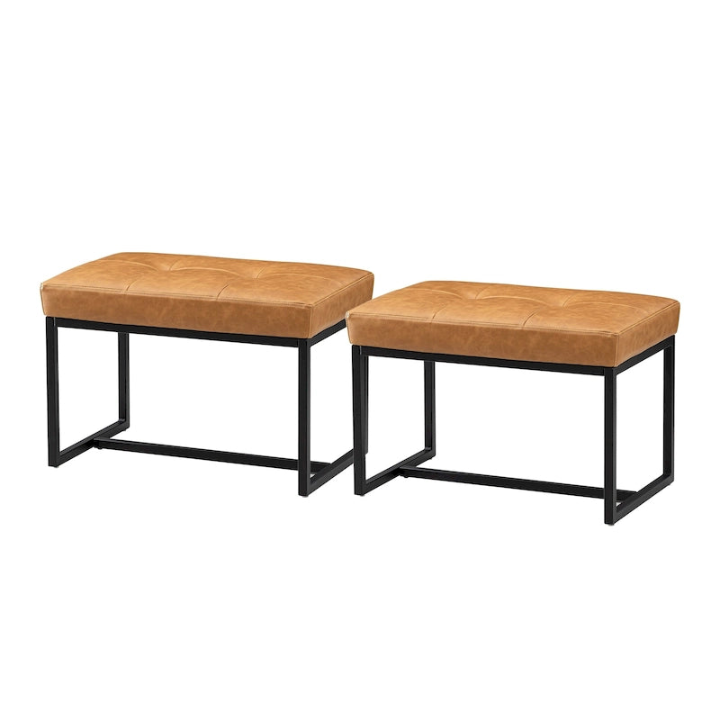 Ensemble de 2 poufs repose-pieds capitonnés 24W