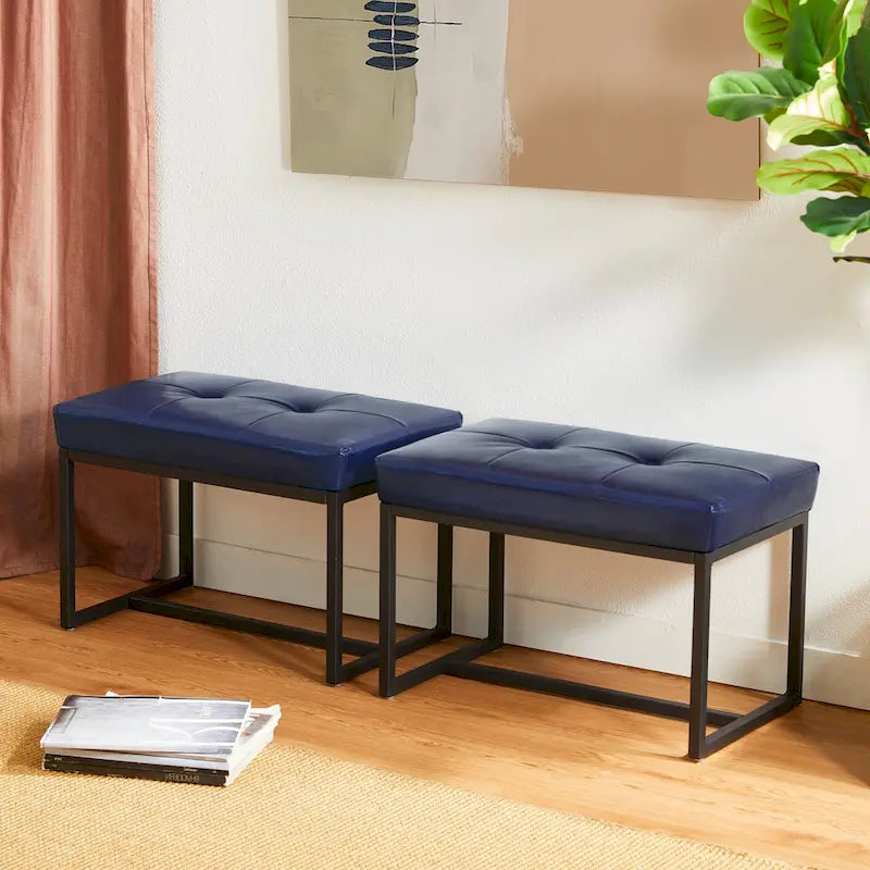 Ensemble de 2 poufs repose-pieds capitonnés 24W