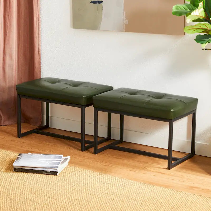 Ensemble de 2 poufs repose-pieds capitonnés 24W