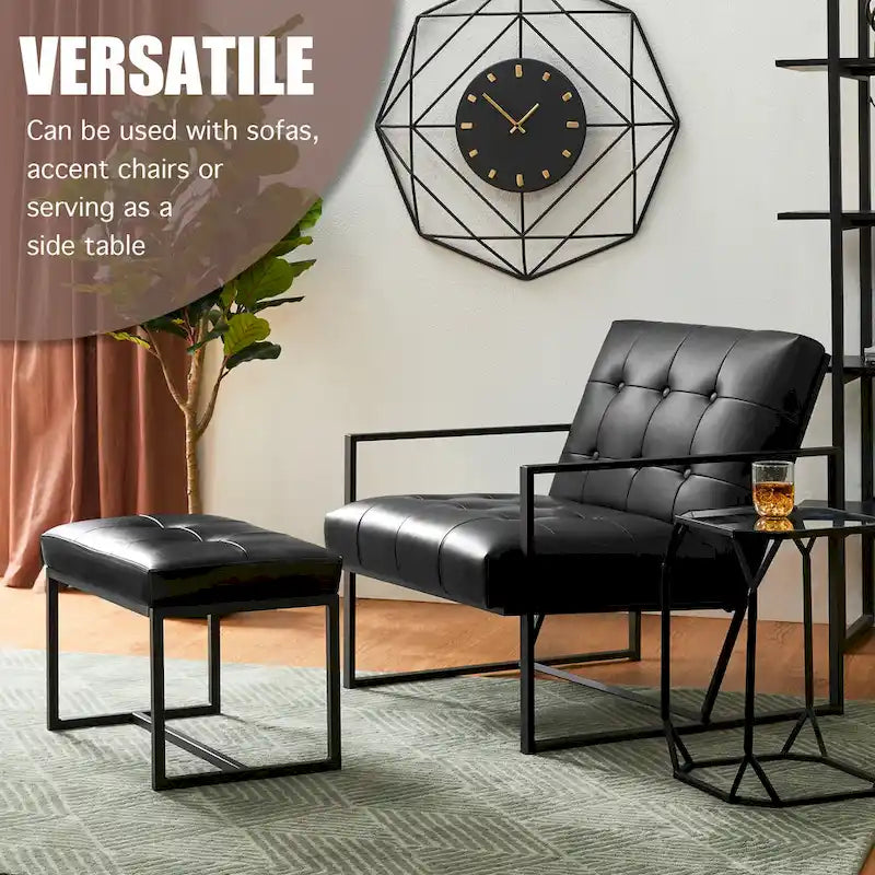 Ensemble de 2 poufs repose-pieds capitonnés 24W