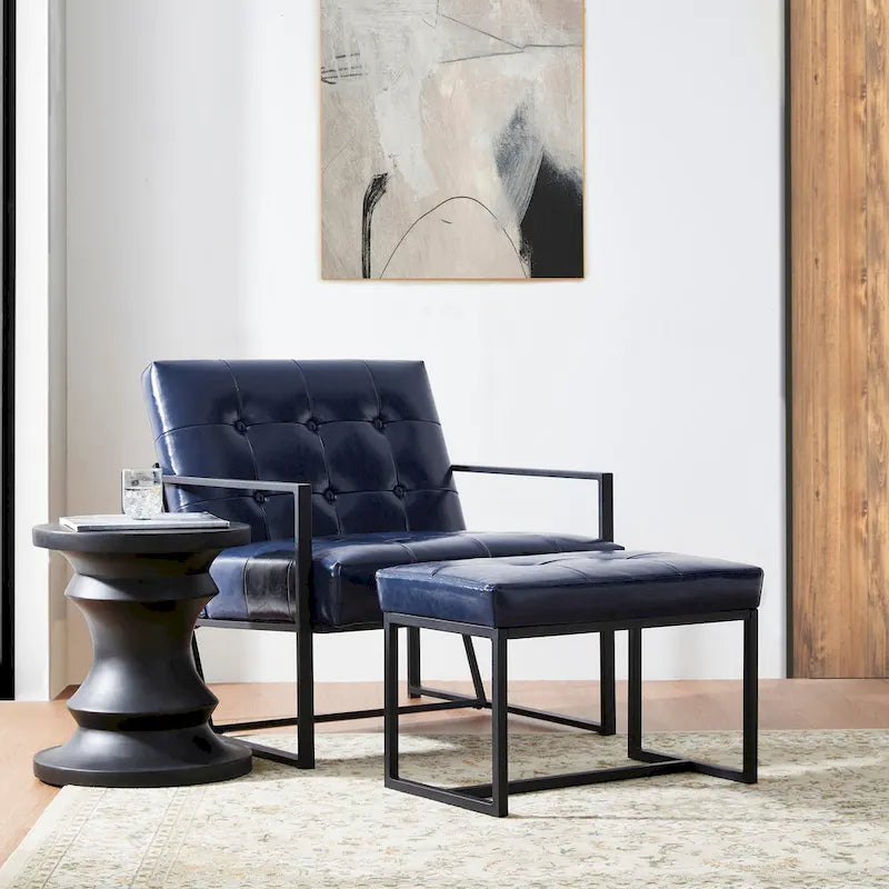 Ensemble de 2 poufs repose-pieds capitonnés 24W