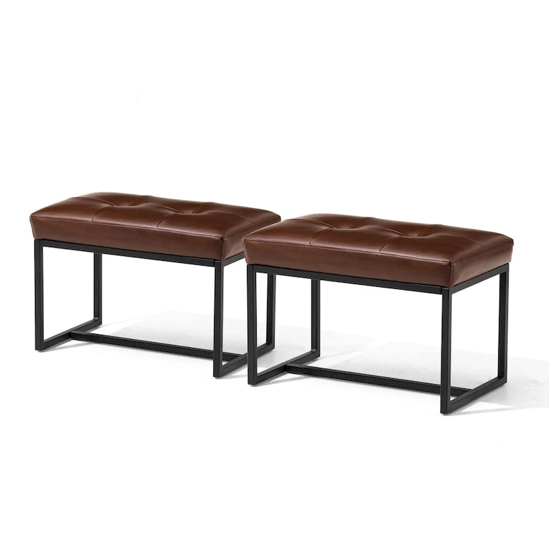 Ensemble de 2 poufs repose-pieds capitonnés 24W