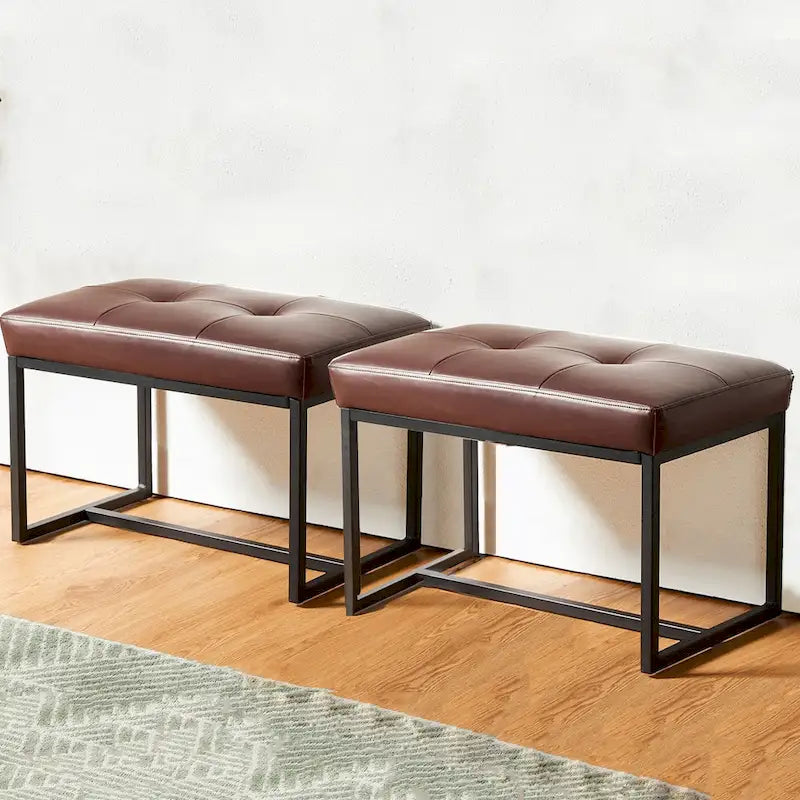 Ensemble de 2 poufs repose-pieds capitonnés 24W