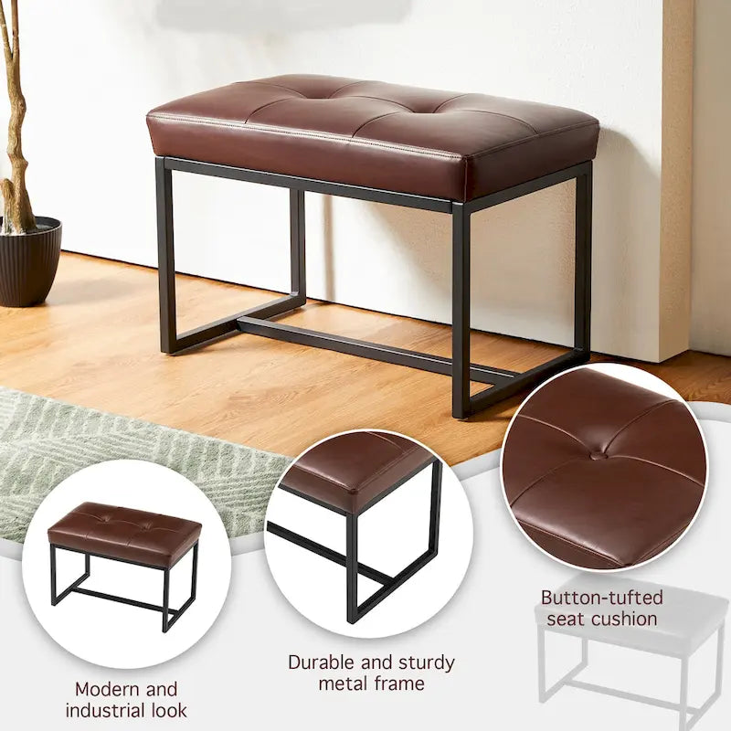 Ensemble de 2 poufs repose-pieds capitonnés 24W