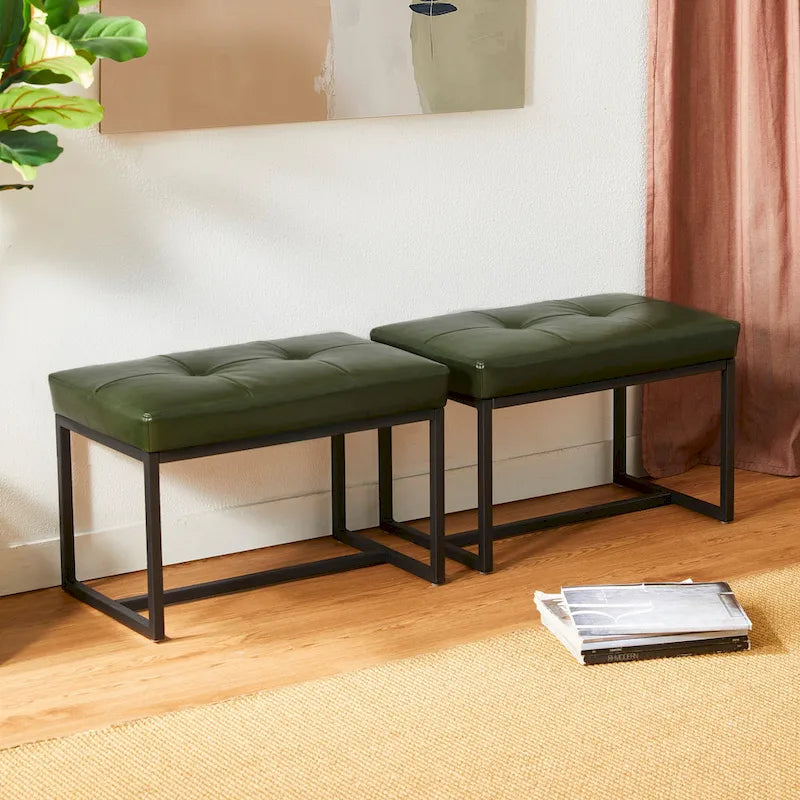 Ensemble de 2 poufs repose-pieds capitonnés 24W