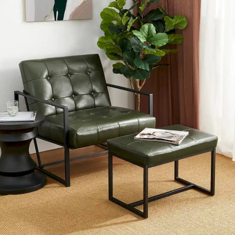 Ensemble de 2 poufs repose-pieds capitonnés 24W