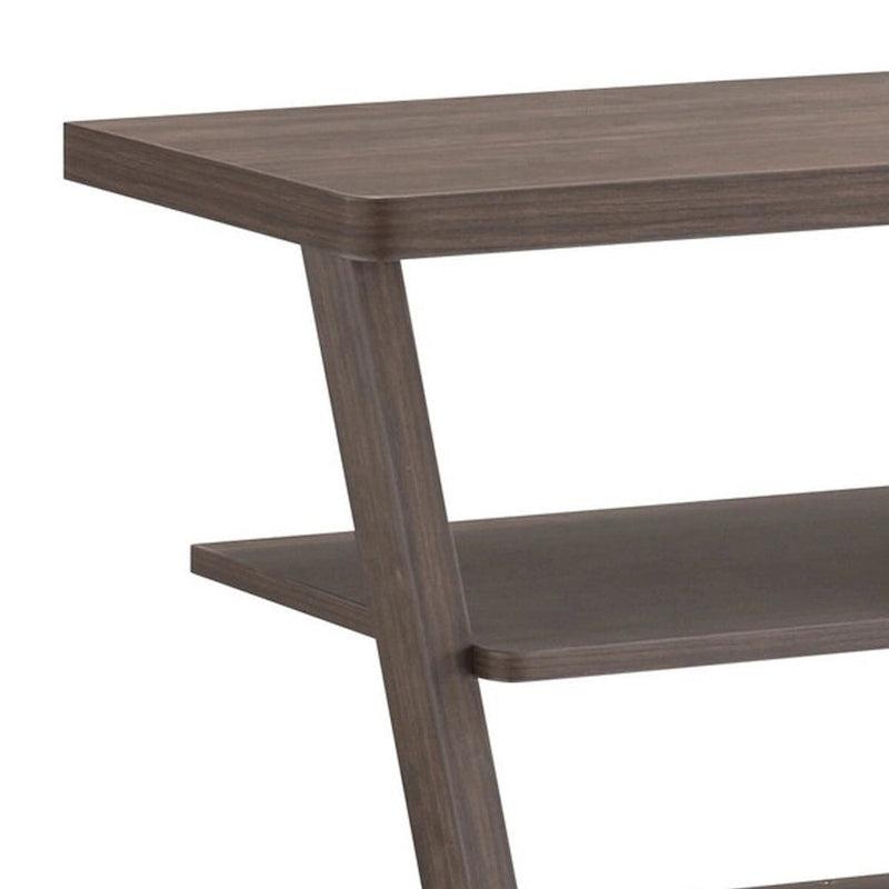 Meuble TV/console multimédia de 152 cm, 4 étagères flottantes, 2 tiroirs, marron