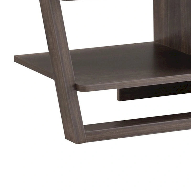 Meuble TV/console multimédia de 152 cm, 4 étagères flottantes, 2 tiroirs, marron