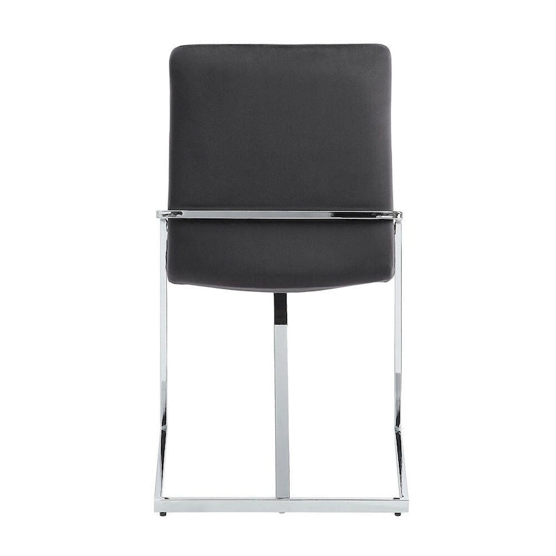 Lot de 2 chaises de salle à manger de 23 pouces, grises, base en métal chromé