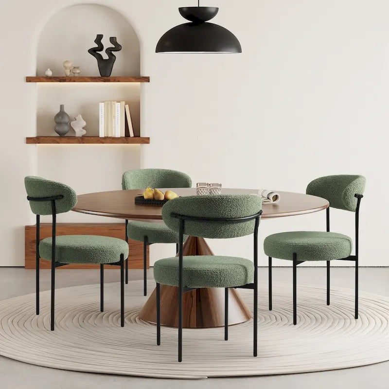 Chaise de salle à manger en métal à dossier incurvé Mid-Century (Lot de 4)