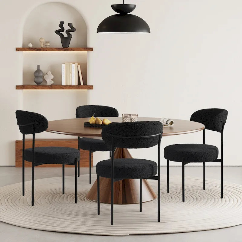 Chaise de salle à manger en métal à dossier incurvé Mid-Century (Lot de 4)