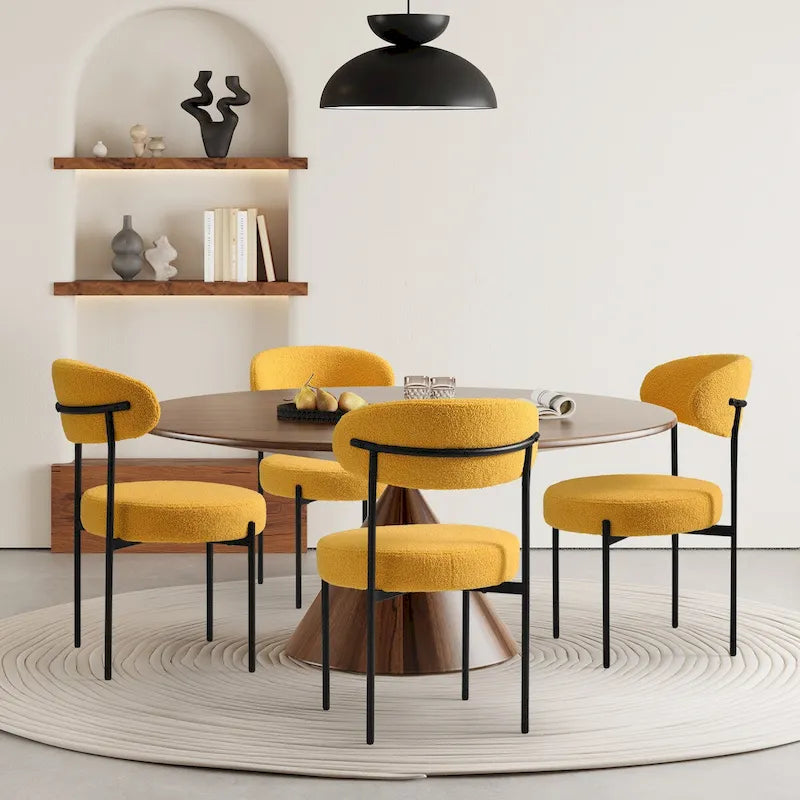 Chaise de salle à manger en métal à dossier incurvé Mid-Century (Lot de 4)