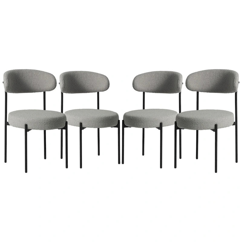 Chaise de salle à manger en métal à dossier incurvé Mid-Century (Lot de 4)
