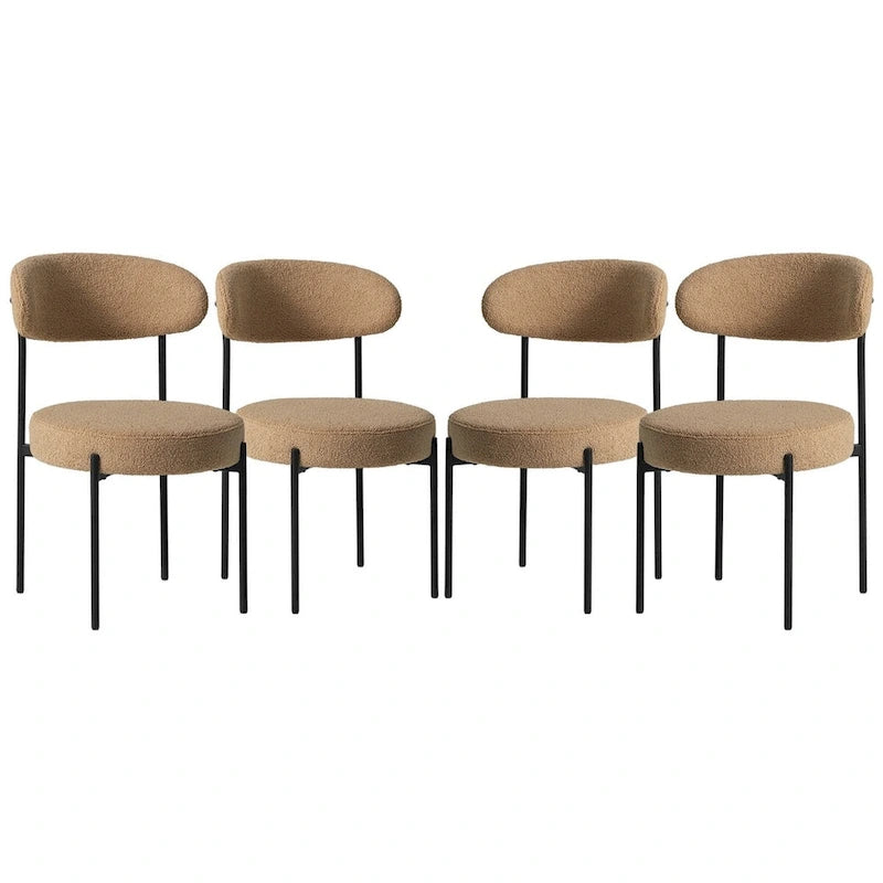 Chaise de salle à manger en métal à dossier incurvé Mid-Century (Lot de 4)