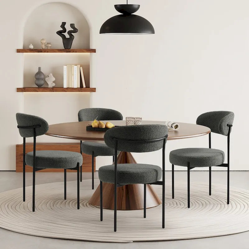 Chaise de salle à manger en métal à dossier incurvé Mid-Century (Lot de 4)