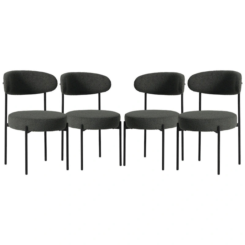Chaise de salle à manger en métal à dossier incurvé Mid-Century (Lot de 4)