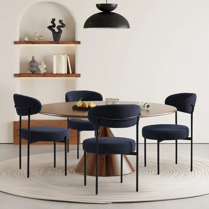 Chaise de salle à manger en métal à dossier incurvé Mid-Century (Lot de 4)