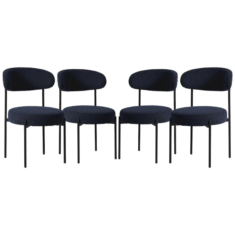 Chaise de salle à manger en métal à dossier incurvé Mid-Century (Lot de 4)