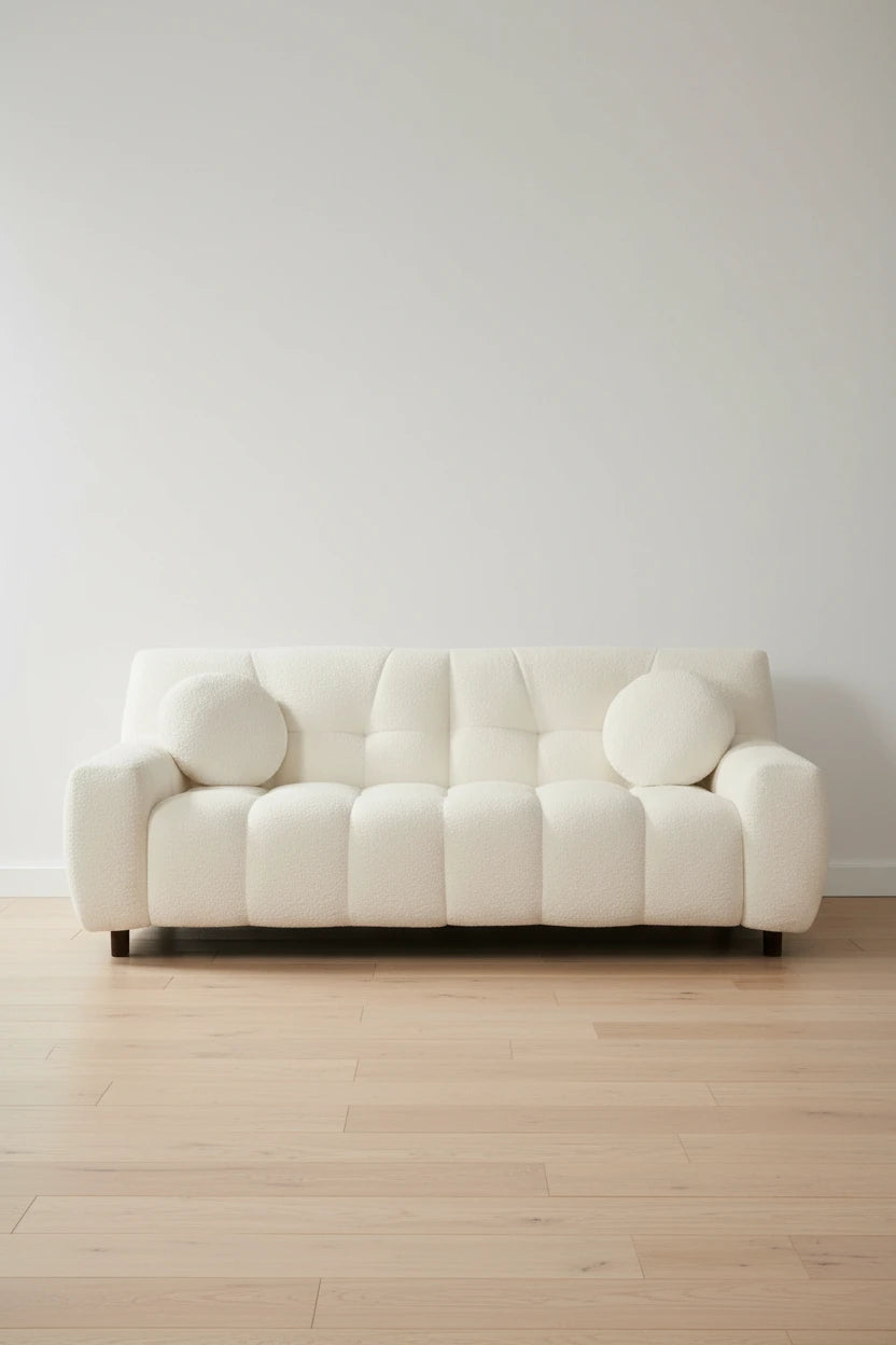 Teddy Boucle 2-Seat Cloud Deep Seat Sofa Couch for Living Room, Bedroom