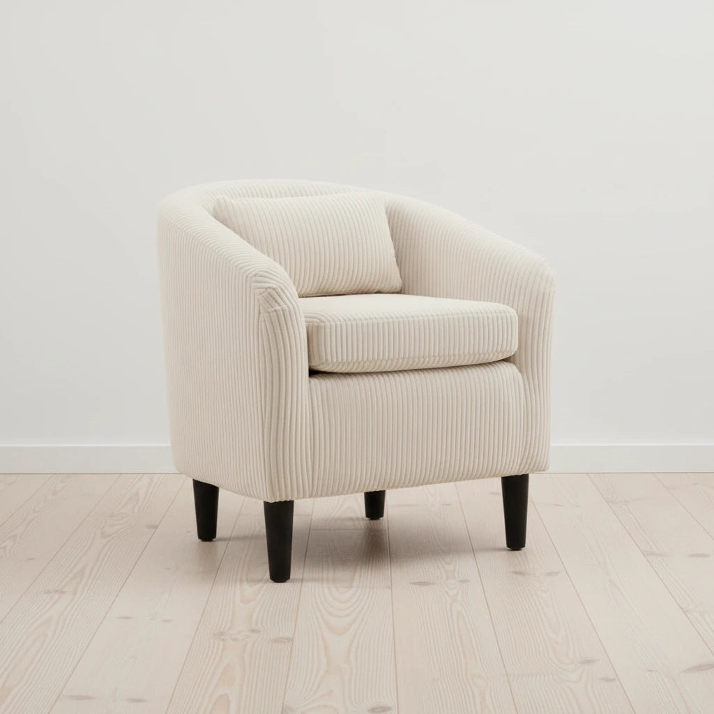 Corduroy Upholstered Century Modern Style Wooden Frame Single Armchair